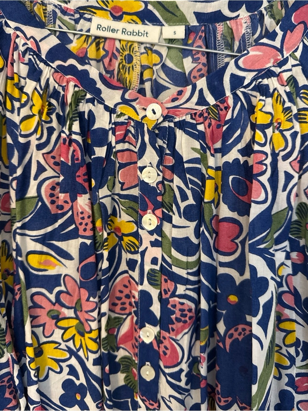 Roller Rabbit Multicolor Floral Button-Front Blouse - Picture 3 of 4